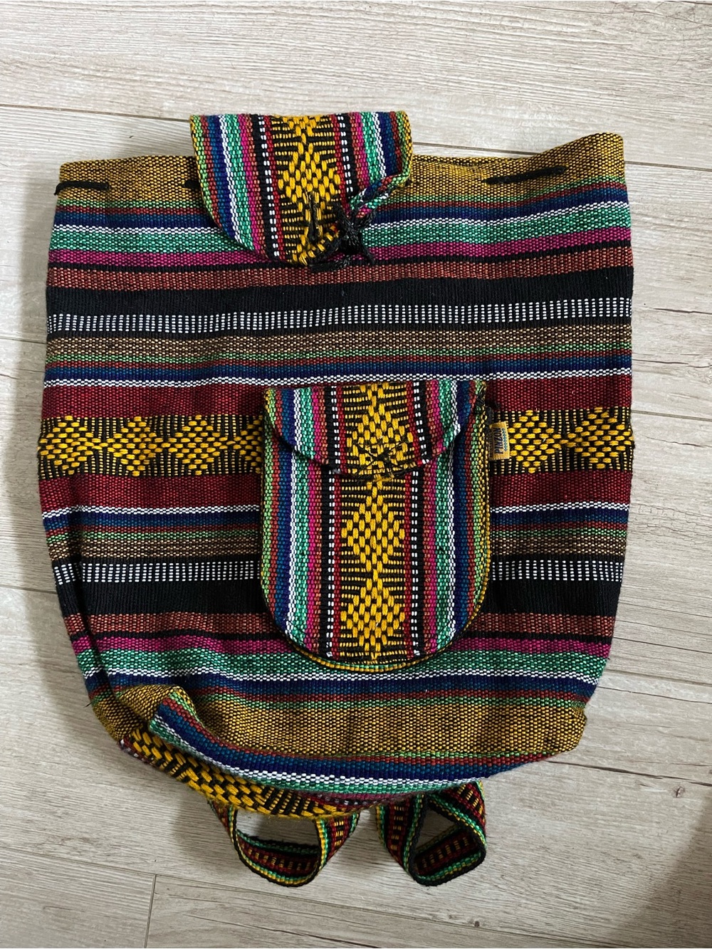 Handwoven Multicolor Striped Boho Backpack
